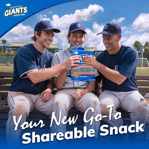 GIANTS KC Style BBQ Sunflower Seeds - Sunflower Seeds Bulk, Roasted Sunflower Seeds to Eat, Flavored Sunflower Seeds BBQ Flavor - 5 oz Resealable Bags (Pack of 12)