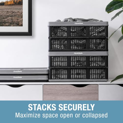 Image of CleverMade Collapsible Utility Crate For Storage, 45L 1 Pack, Stone