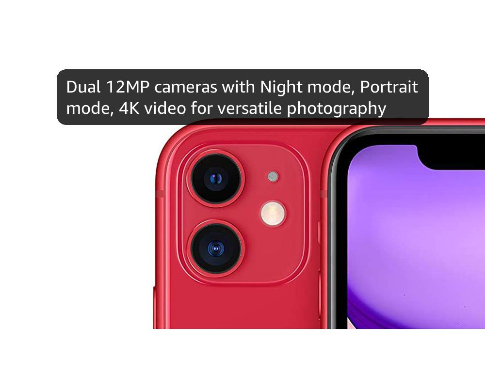 Apple iPhone 11, 128GB, (PRODUCT)RED (Renewed)