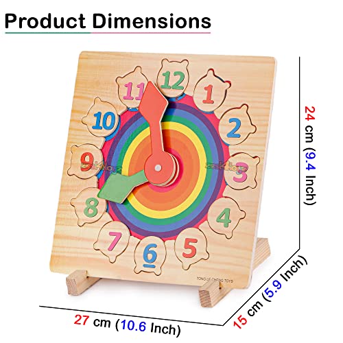 Image of Zest 4 Toyz Wooden Clock Toy for Kids Learning Counting Number Clock Shape Patterns Sorting Puzzle Educational Toys for Kids Montessori Preschool Activity Toy for 3 Years +