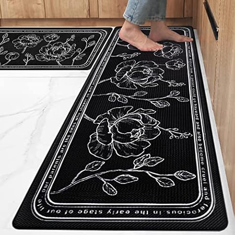 ROTTOGOON Kitchen Floor Mat Set of 2, Cushioned Anti Fatigue Kitchen Mat 17"x47"+17"x29", Non-Slip Waterproof Kitchen Rug, Premium PVC Comfort Kitchen Mats and Rugs for Kitchen, Office, Home, Laundry Cover