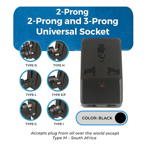 Image of MX 3 Pin Multi Plug Socket Travel Adapter Universal Socket 3 in 1 Plug Extension Socket Travel Power Plug Adapter with Dual Inputs for Laptop, Phone, PC Pack of 2