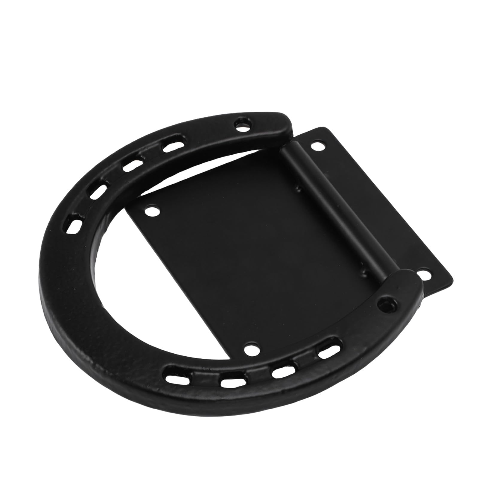 Paquete de 2 Anillos para Atar Caballos – Diseño de Herradura con Revestimiento Negro de Acero Macizo para Estacionar y Asegurar Caballos – Instalación Más Fácil con 8 Tornillos de Expansión