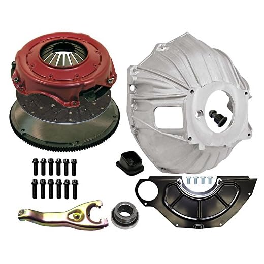 NEW RAM 11" CLUTCH & BELLHOUSING KIT WITH GM 621 3899621 ALUMINUM BELLHOUSING, FLYWHEEL INSPECTION COVER, CLUTCH FORK BOOT & CLUTCH PIVOT BALL, PRESSURE PLATE, 26 SPLINE DISC, FLYWHEEL, SBC BBC CHEVY