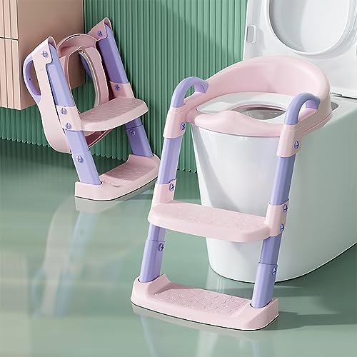 Potty Training Toilet Seat For Boys Girls, Toddler Toilet Seat With Step Stool Ladder, Foldable...
