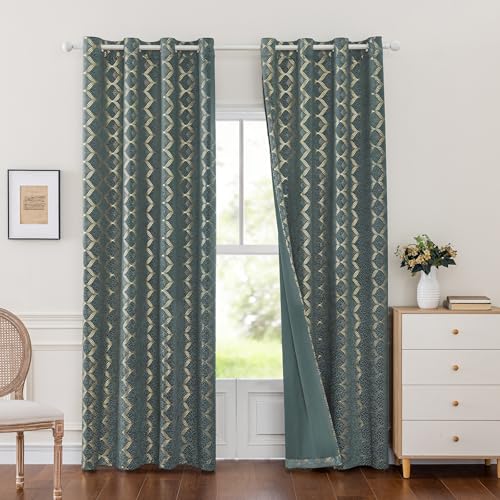 Ystyle Rideau Occultant Velours Lot De 2, 140x160cm, Rideaux Salon Rideau Thermique Isolant Anti Chaud Intérieurs, Rideau Phonique Anti Bruit, Moderne Chambre...