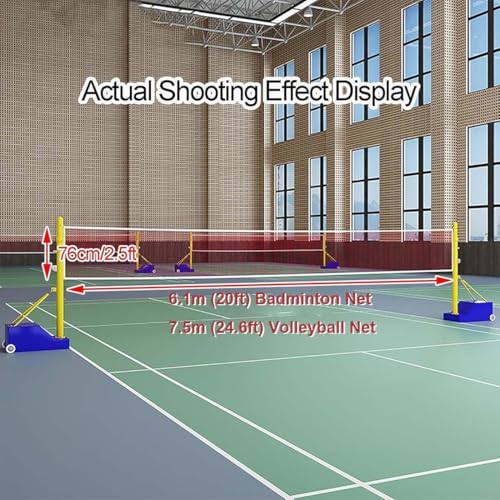 Red de Voleibol y bádminton 2 en 1 con Altura Ajustable y Ruedas para Deportes al Aire Libre en el Patio.