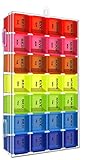 7 Days Pill Organizer Tablet Box Weekly Medication Case Daily AM Morning Noon PM Night Backup Container Compartments Detachable Dispenser (28 Compartments)
