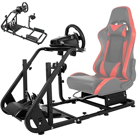 Dardoo Racing Simulator Cockpit Fits for Logitech G923 G920 G29 G PRO Thrustmaster T300RS GT T248 PS Stable Adjustable Steering Gaming Cockpit Wheel, Pedal, Handbrake and Seat Not Included Cover
