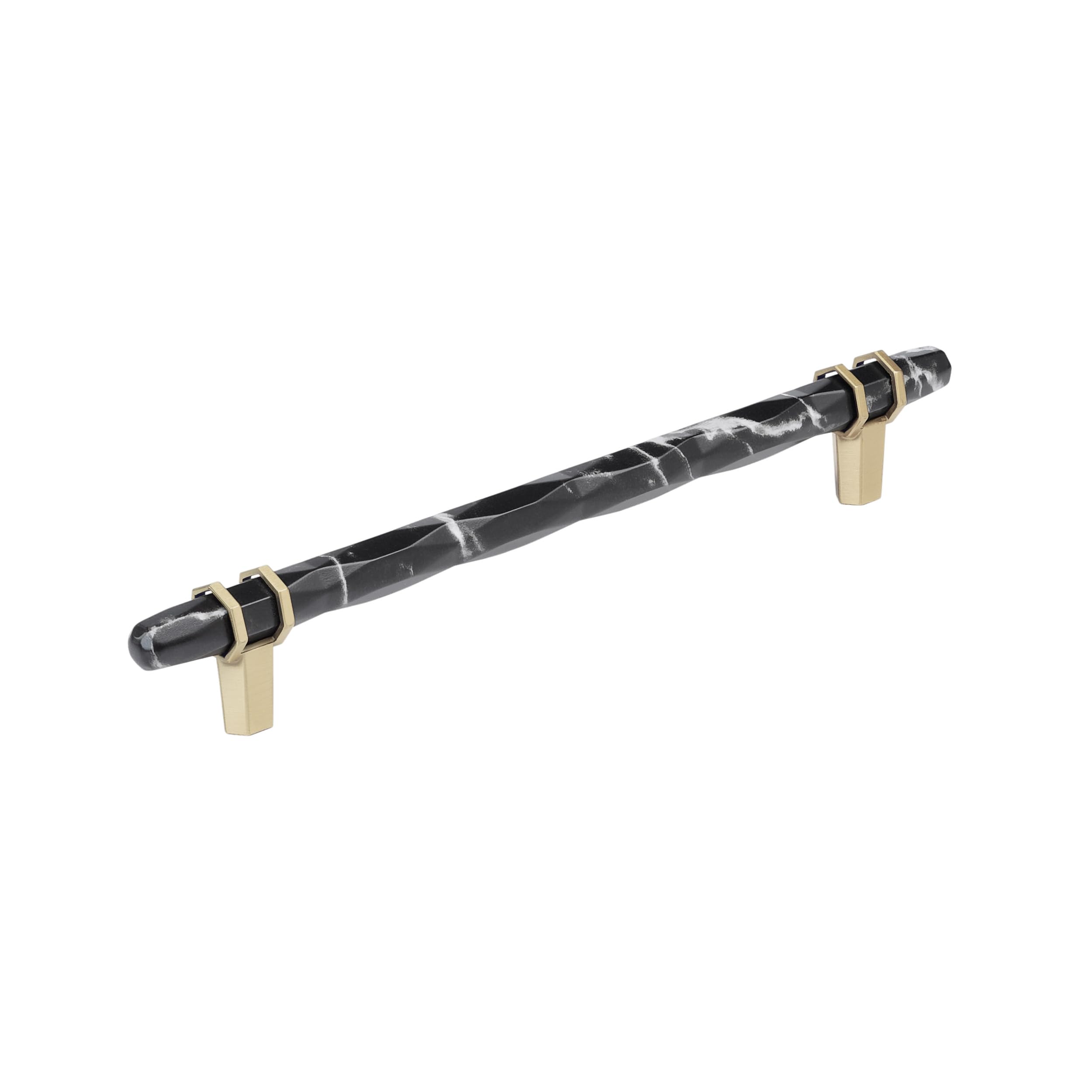 Amerock 8" Carrione Marble Black/Golden Champagne Drawer Pull