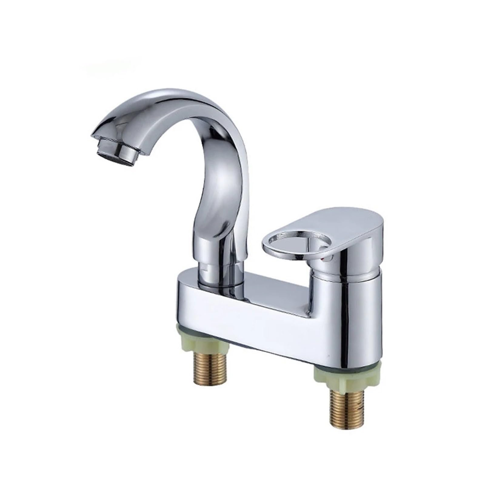 Jvddi Silver Bathroom Faucet Rotating Basin Sink Mixer Tap Double Hole Deck Mounted Cold Hot Water Chrome