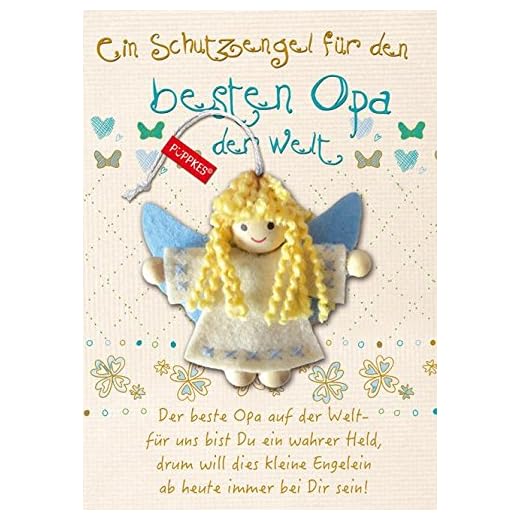 JoJo, Studio B, Pueppkes, J097-012, skyddsängel, mormor, ett skyddsängel för världens bästa morfar, trätyg, 6 cm