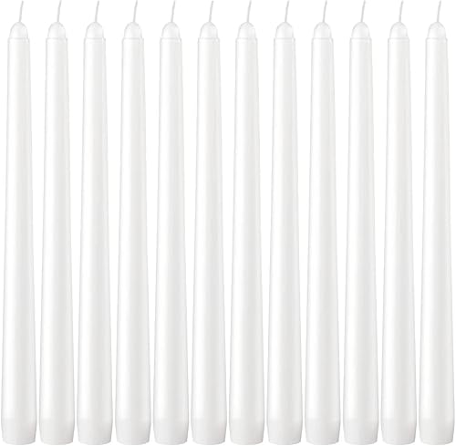Velas blancas para cena, paquete de 12 velas rectas sin perfume de 10 pulgadas, 7.5 horas de tiempo de combustión, sin humo y sin goteo para el
