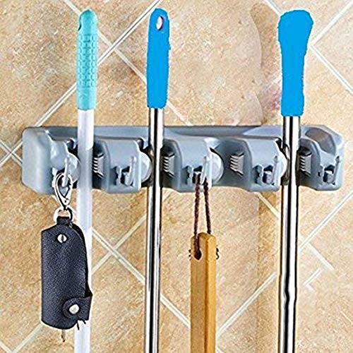 DEVZA Device Wall Mounted Brush Broom and Mop Holder, 34.6 X 16.5 X 7.1 cm, Plastic