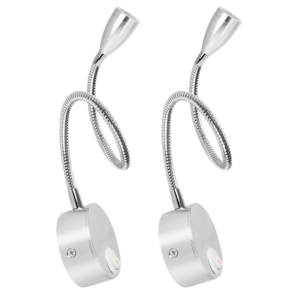 Mengs® 2 pcs 3 W LED Bedside Lamp Bedside Lamp SMD LEDs LED Gooseneck Lamp with Changing (Beam Angle 85 V – 265 V AC) Energy Saving Lamp Warm White 2700-3200 K, 210 Lumen, 30º