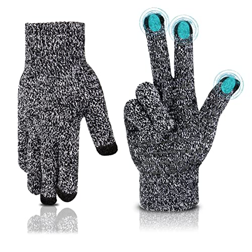 TECDW Gants à Écran Tactile,Gants Hiver Ecran Tactile pour Hommes Femmes,Gants Hiver Femme,Unisexe Gant Thermique de Sport Coupe-Vent pour Course à Pied Ski Conduite Escalade Randonnée (Gris) Cover