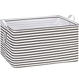 Sea Team Collapsible Extra Large Canvas Fabric Storage Basket with Handles, Rectangle Waterproof Storage Bin, Box, Cube, Foldable Shelf Basket,...