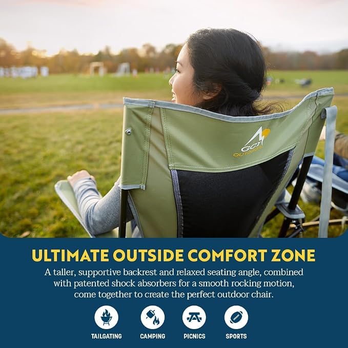 GCI Outdoor Comfort Pro Rocker Silla para Camping Plegable con Reposabrazos y Portavasos — Blush miniatura 6