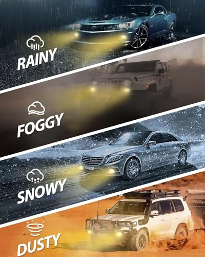 Image of SEALIGHT 5202 LED Fog Light Bulbs Yellow, 12000LM 24W Strong Penetration 5202 5201 PS19W PS24W Fog Light Bulbs LED, 3000K Amber Yellow Fog Lights LED with 5530 CSP Chips. Pack of 2