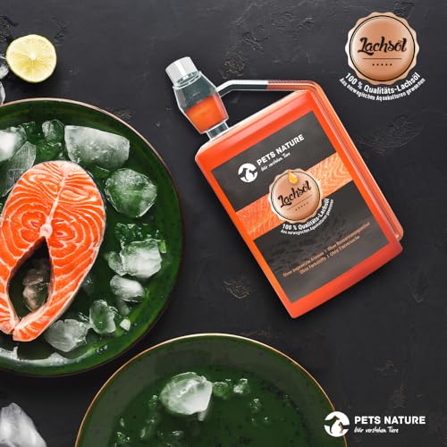 Pets Nature Lachsöl für Hunde und Katzen reines Premium Fischöl mit Omega 3 und 6 für Ihren Hund, Katze und Pferd, 500 ml