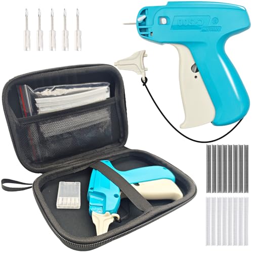 Mini Stitch Gun for Clothes - Quick Clothing Fixer - Handheld Fine Stitch Gun - Micro Tagging Gun Kit Includes 1000 Black Fasteners & 1000 White Fasteners, 6 Needle and Hard Case