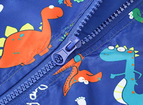 Image of TUIJI Toddler Boys Girls Cartoon Print Zip Jacket Hooded Trench Lightweight Kids Coats Windbreaker Casual Outerwear