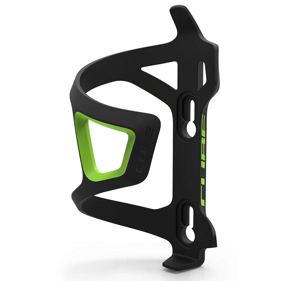 Cube HPP Side-Loading Cycling Bottle Cage - Black/Green, Right Sided Loading/Bicycle Cycling Cycle Biking Bike Riding Ride Mountain MTB Road Bottle Bidon Vessel Flask Holder Mount Lightweight Part
