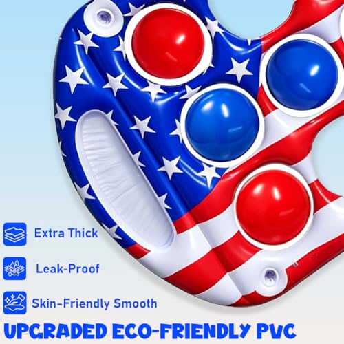 Pool Toys Games Set, Tic-Tac-Toe Inflatable Pool Toy with 10 Balls, American Flag Floating Board Swimming Pool for Adults Teens Kids Summer Water Ball Toys - image 5