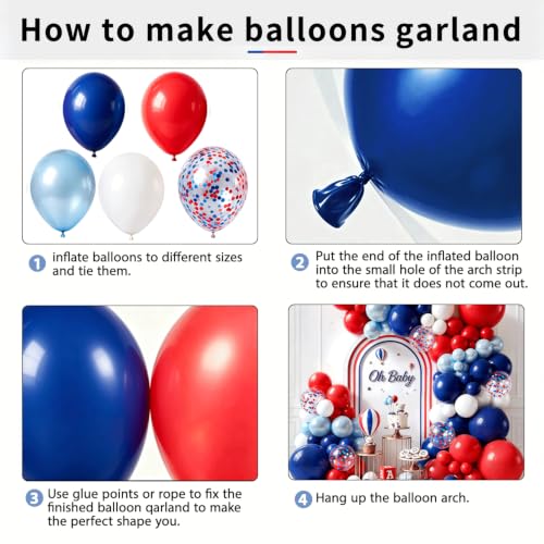 Image of Red White and Blue Patriotic Balloon Arch Kit 144 Pcs