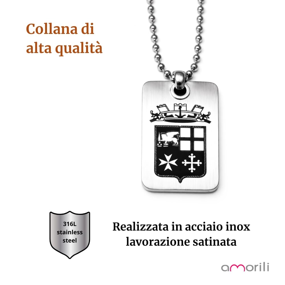 Collana Marina Militare Uomo Donna con Ciondolo Simbolo Ancora in Acciaio Inox Satinato – Collana Militare Resistente Antiruggine – Gioiello Regalo per Appartenenti Marina, Militari, Appassionati Mare