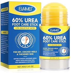 60% Urea Cream Stick with 2% Salicylic Acid, Exfoliating Foot Balm for Dry, Rough Skin on Heels, Knees & Hands, Moisturizing Solid Urea Foot Cream, 1.4 oz