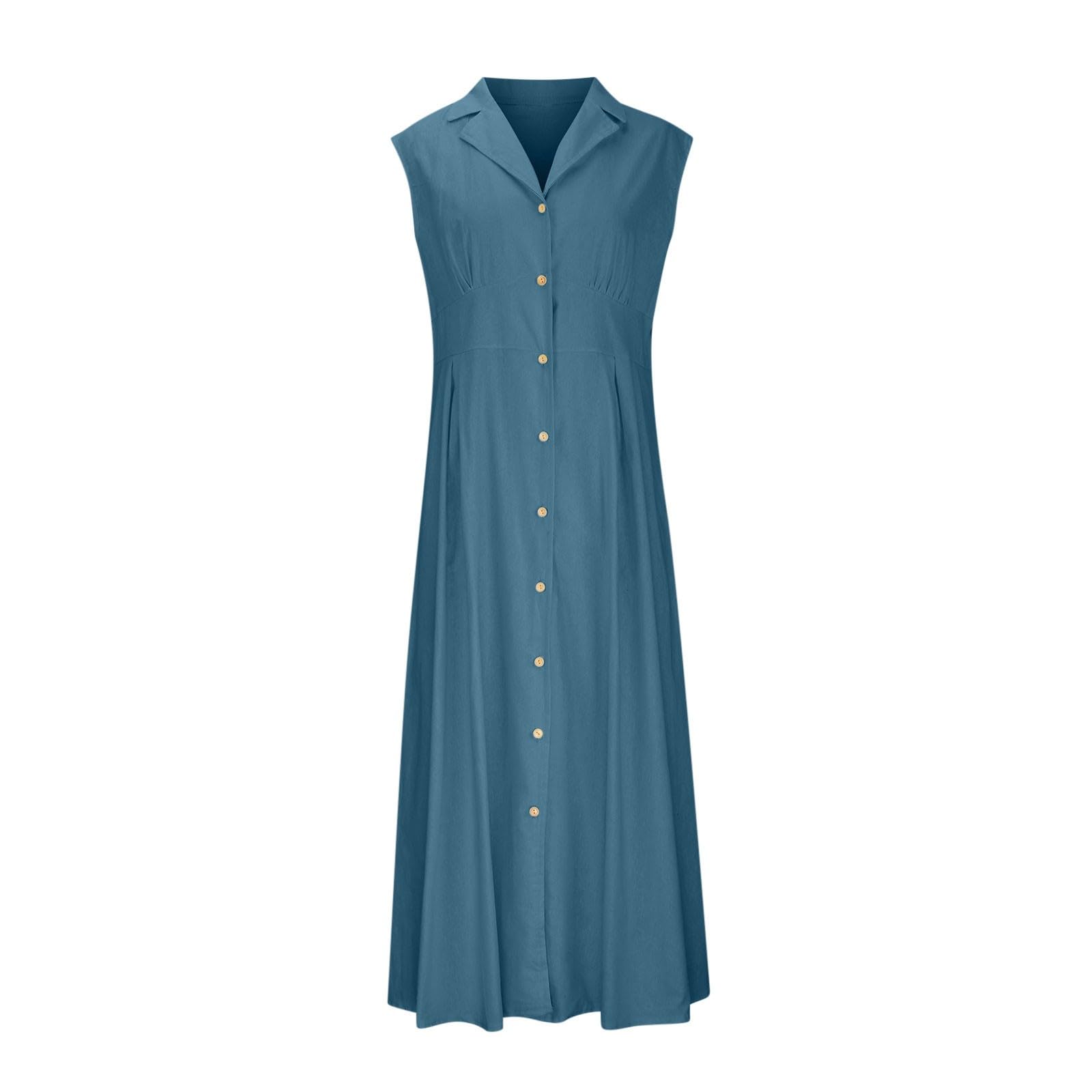 LYGBAOFUL Letnia sukienka Sukienka damska Casual Sukienka damska z długim zapięciem na guziki na co dzień Wakacje - Elegancka Wygodna odzież letnia Stylowa Można łączyć z dodatkami