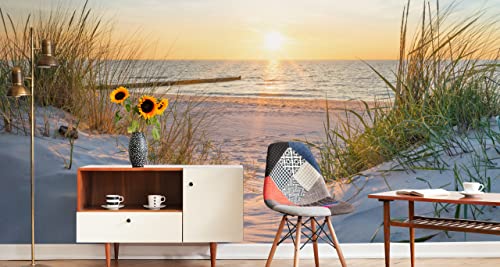 Muralo Photo Wallpaper Beach Sea Dunes Sun Sky Water Landscape Nature 3D Effect Modern Wall Wallpaper Wall Decoration for Living Room Bedroom Dining Room (Non-Woven Fabric - Image 4