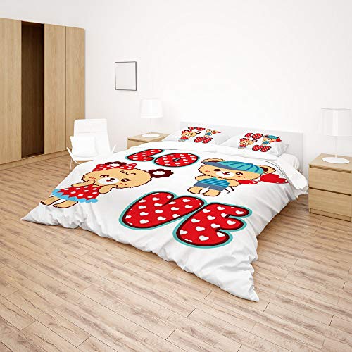 Parure de lit 3 pièces imprimée lit double en polyester doux toutes saisons