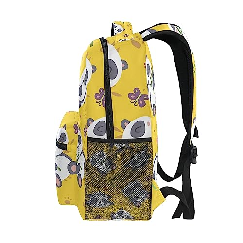 Qilmy Panda Backpack for Girls Student School Bookbag Laptop Computer Travel Daypack, Yellow4
