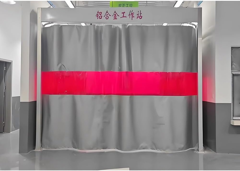 Welding Screens with Viewing Window, Fireproof Curtain Flame Retardant Blankets with Top Grommet for Industrial, Warehouse(7.5X3 M)