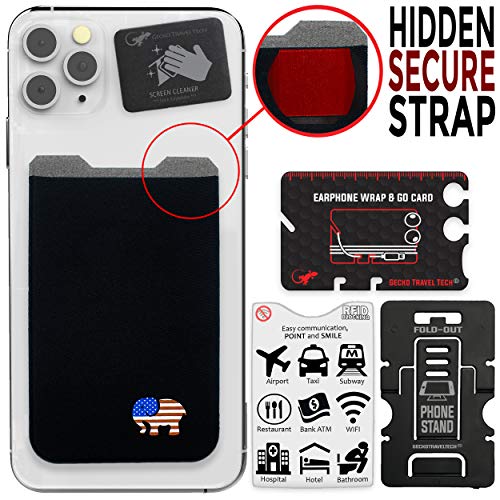 Gecko Travel Tech Republican Mobile Phone Card Holder - GOP Phone Wallet Stick on - Rep Cell Phone Card Holder - USA Phone Card Holders - GOP