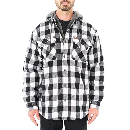 Image of Smith's Workwear Men's Sherpa-Lined Hooded Flannel Shirt-Jacket