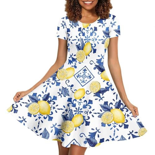 Image of Biyejit Women's Summer Casual Short Sleeve T-Shirt Swing Dress Crew Neck Plus Size S-4XL