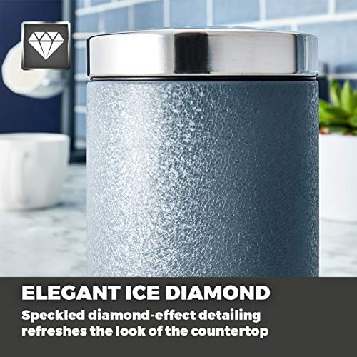 Tower T826121BLU Ice Diamond Set of 3 Storage Canisters for Coffee/Sugar/Tea, Stainless Steel, Blue
