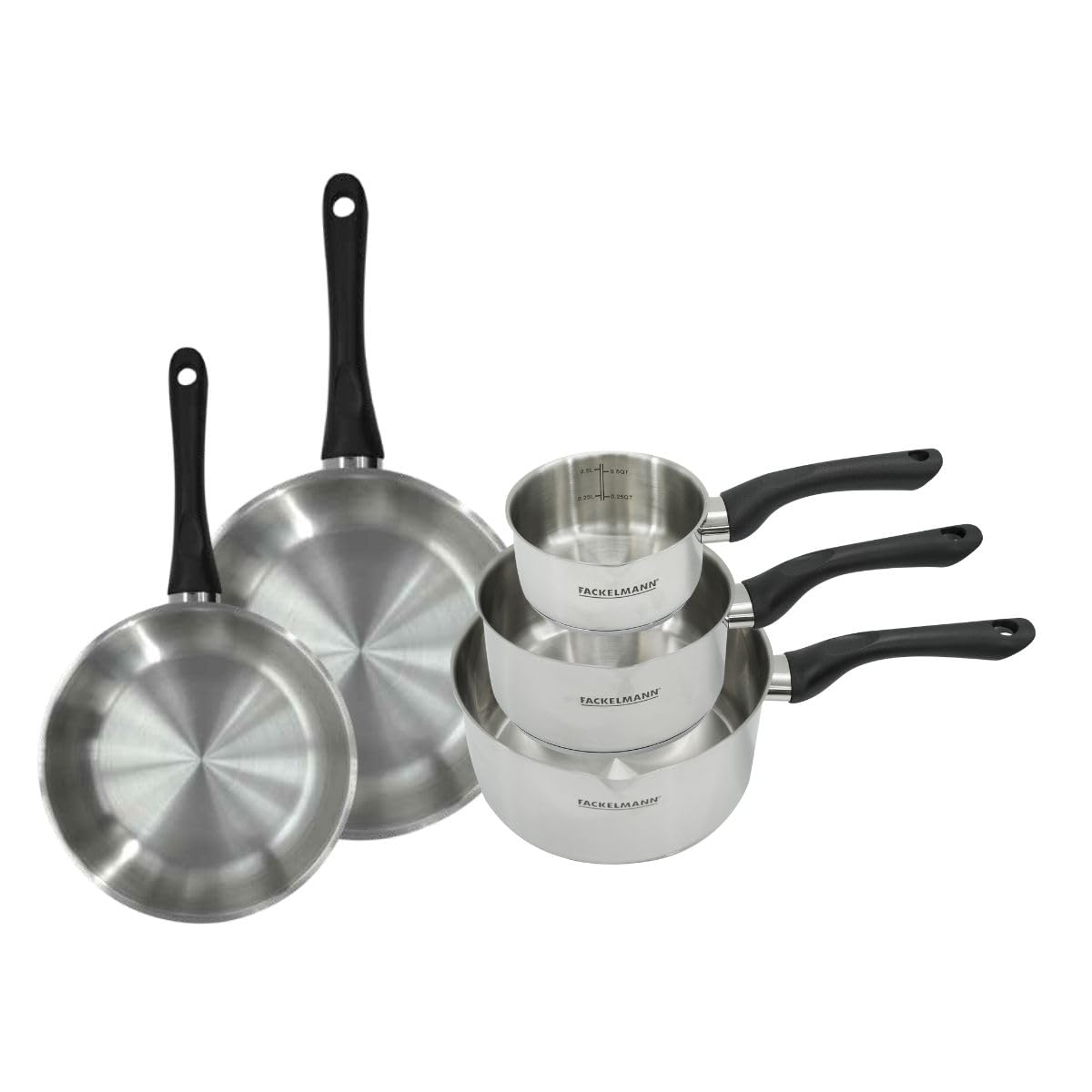 Fackelmann Batterie 2 poêles 20/24 cm et 3 casseroles inox