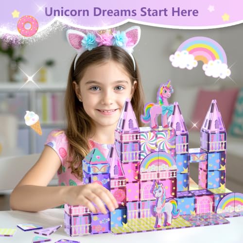 Image of GobiDex Magnetic Building Blocks Unicorn Toys for Girls Age 4-6