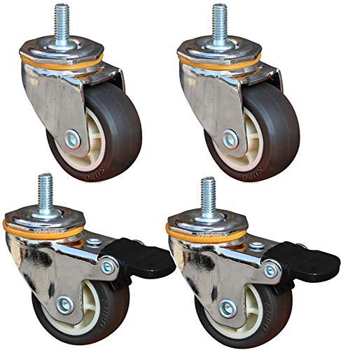 Ruedas Ruedas para muebles de 1,5 pulgadas 40 mm M6; 15 mm de rosca Ruedas silenciosas Ruedas de goma con freno Ruedas giratorias universales de transporte Ruedas para soporte de flores Silla Cuna 4