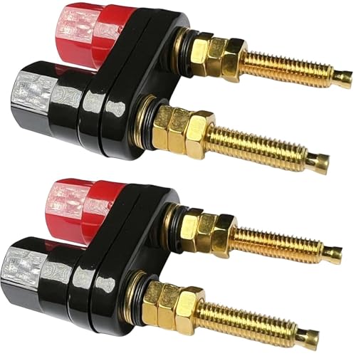 RUNCCI-YUN 2 x Dual-Bindungspfostenklemme, Lautsprecher-Bindungspfosten-Verstärker, Dual-2-Wege-Bananenbuchse, freies Schweißen, 4 mm Panelmontage, Bananenbuchse (Länge 5,8 cm, Schwarz und Rot)