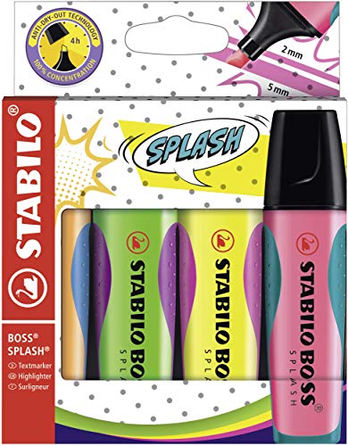 Highlighter - STABILO BOSS SPLASH Wallet of 4 Assorted Colours
