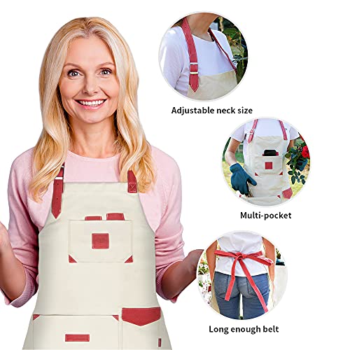 Berry&Bird Canvas Garden Apron With Pockets For Women & Men Waterproof Aprons Adjustable Neck Heavy Duty In Kitchen Cooking Outdoor Gardening #TOP3
