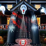 11 FT Halloween Inflatables Archway with Ghost and Build-in LEDs, Blow Up Yard Decorations, Spooky Face Scary Halloween Party Decorations, Large Outdoor Inflatable for Graveyard, Garden, and Lawn