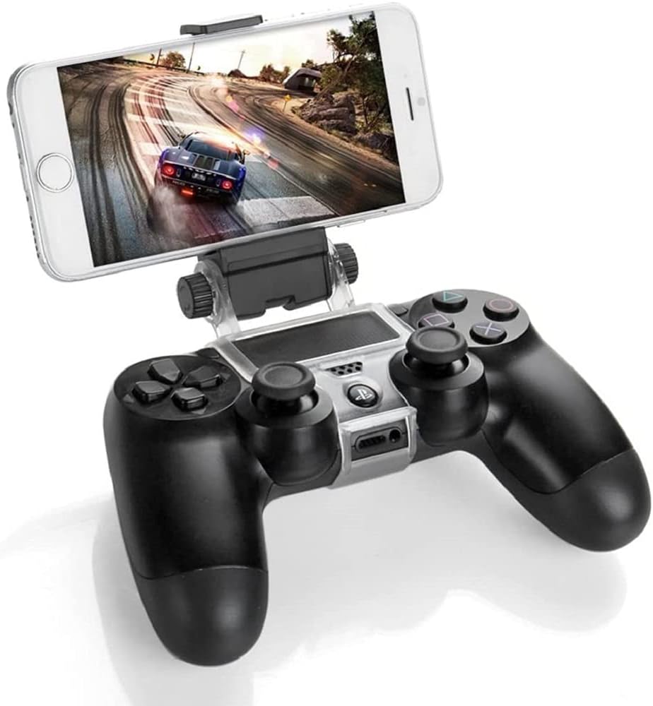 Black Mobile Phone Holder Clamp for PS4 Slim and PS4 Pro Controller, PS4 Controller Phone Remote Play Mount.