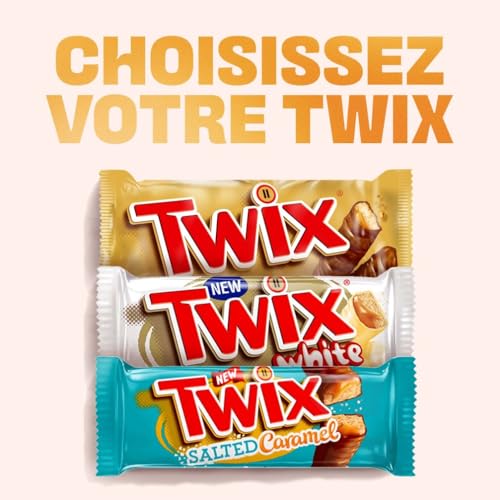 TWIX - Barres chocolat au lait, caramel et biscuits - 10 sachets de 50g - 500g