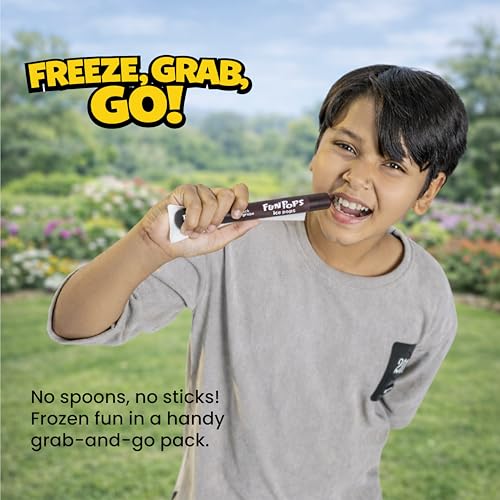 Image of FunPops Ice Pops | Ready-to-Freeze Fruit-Flavoured Ice Pops | 6 Flavours: Orange, Lime & Lemon, Pina Colada, Black Grape, Mango, Peach | Freeze - Cut - Enjoy | Pack of 12